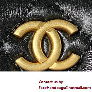 Chanel Shiny Crumpled Lambskin & Gold-Tone Metal Large Hobo Bag AS4287 Black 2023
